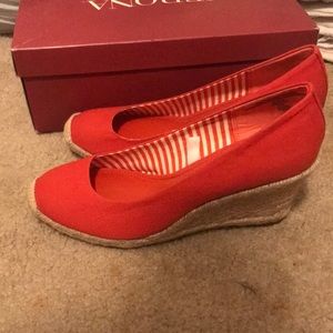 Women’s red wedge NEVER WORN